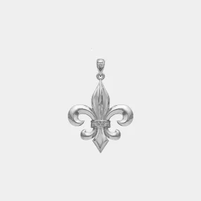 Fleur de Lis Pendant - White Gold