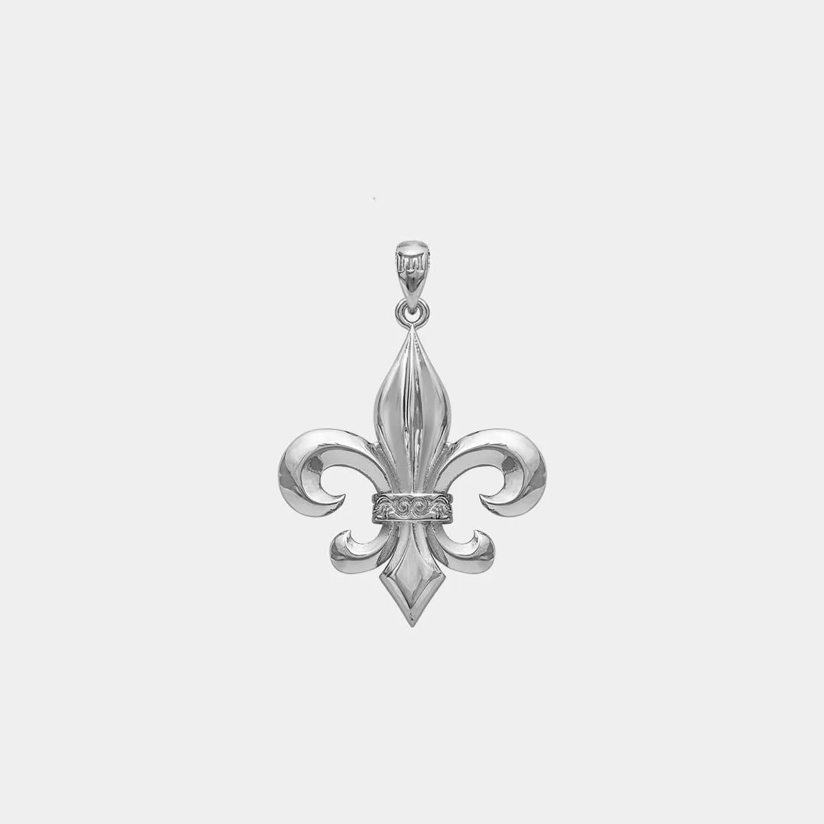 Fleur de Lis Pendant - White Gold