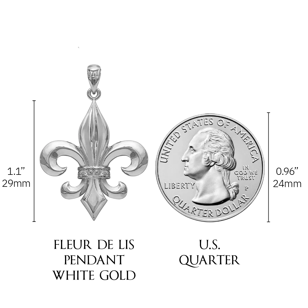 Fleur de Lis Pendant - White Gold