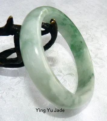 Flowing Icy Green Veins Burmese Jadeite Old Mine Bangle Bracelet 57mm (BB2690)