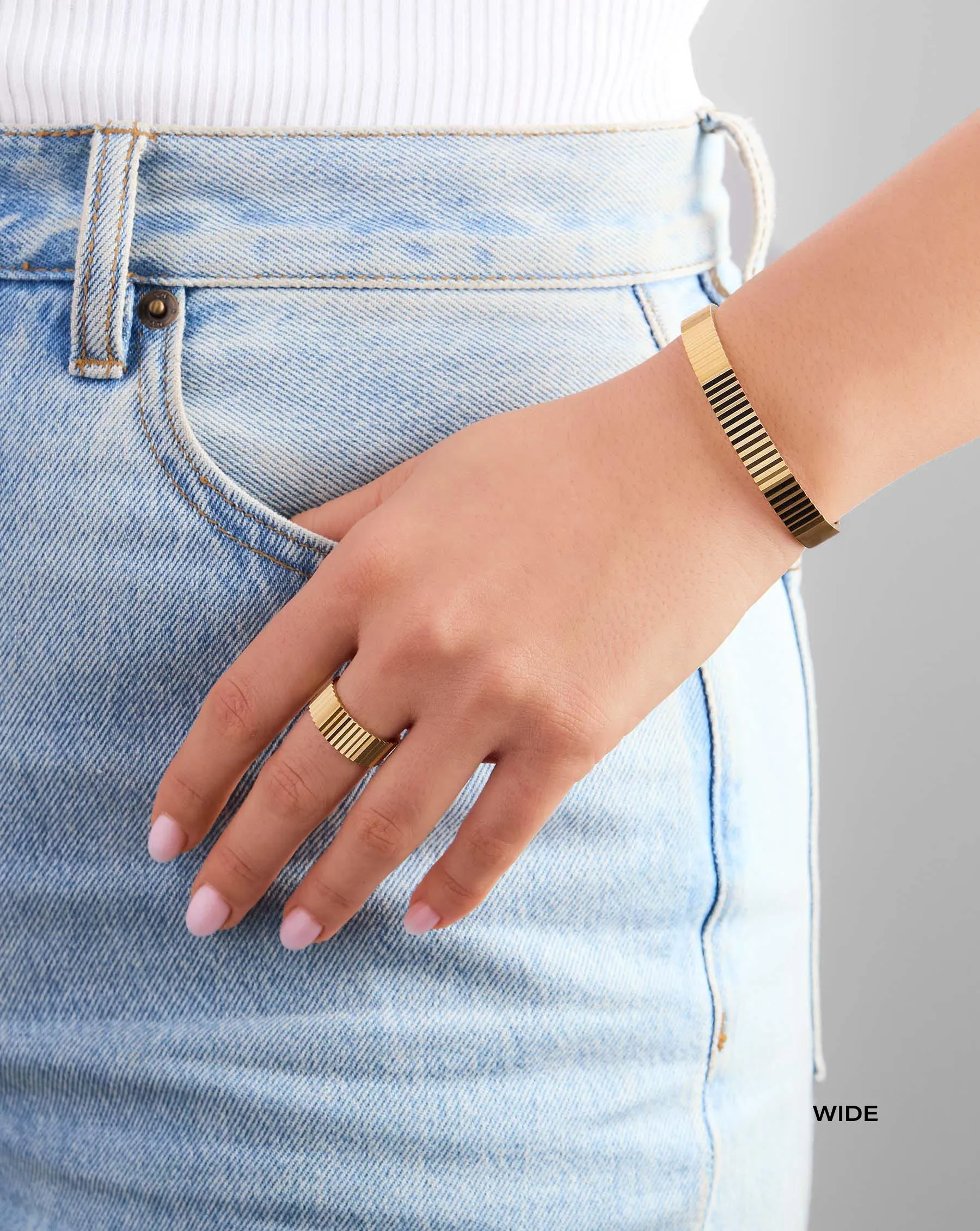 Gold Fluted Bangle Bracelet