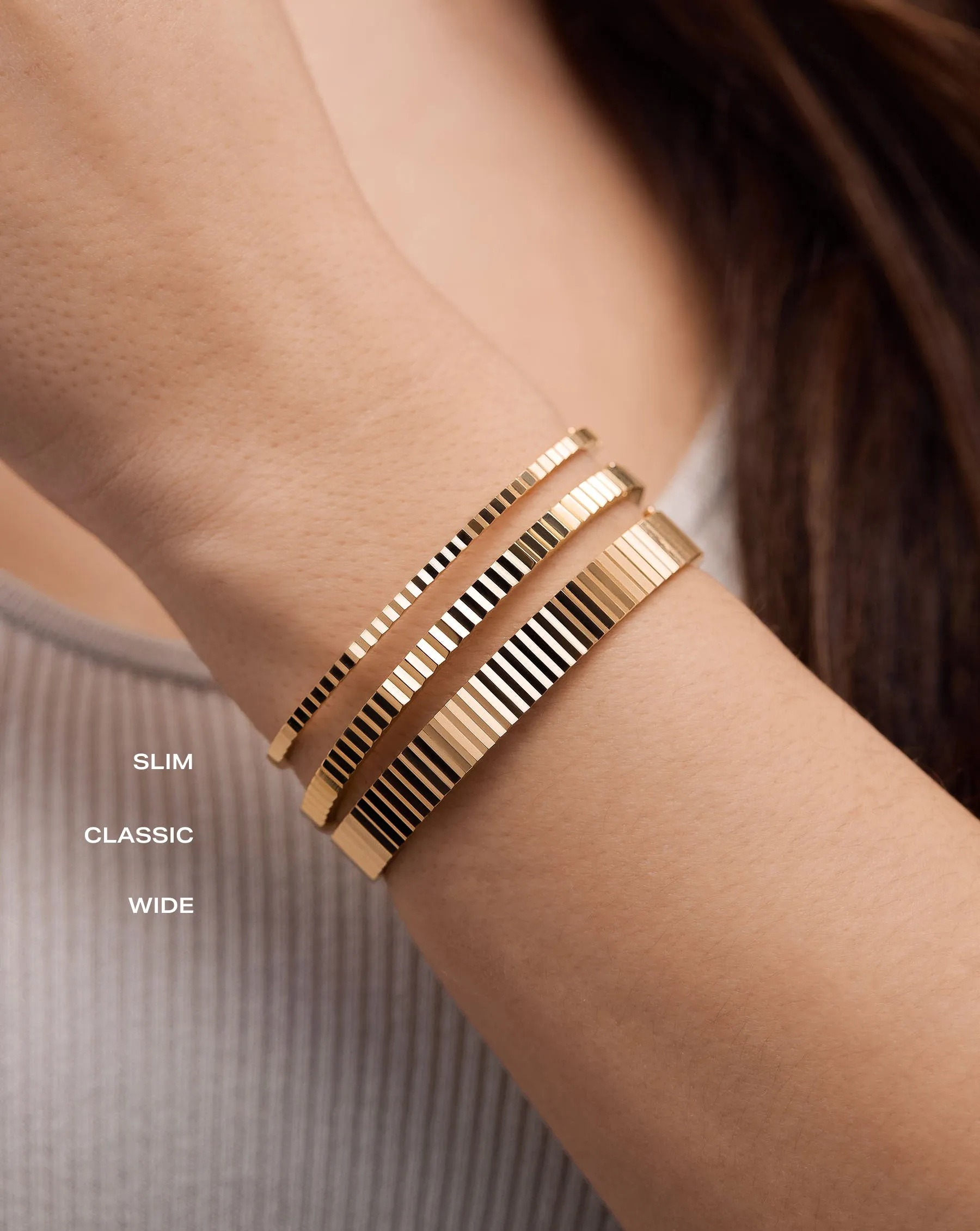 Gold Fluted Bangle Bracelet