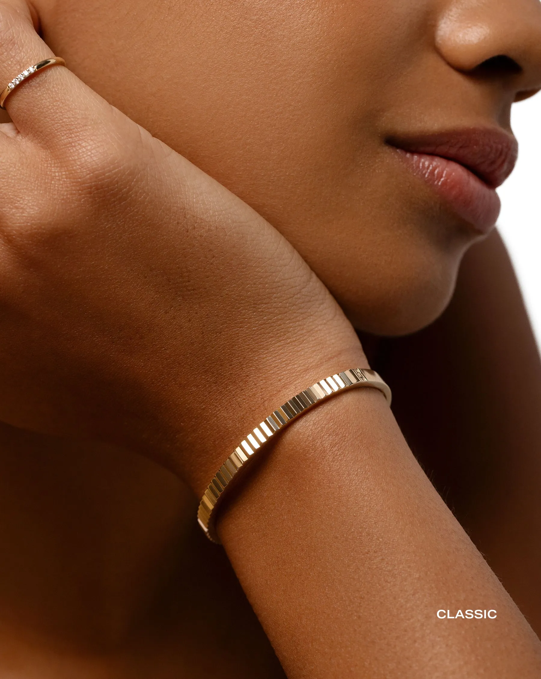 Gold Fluted Bangle Bracelet