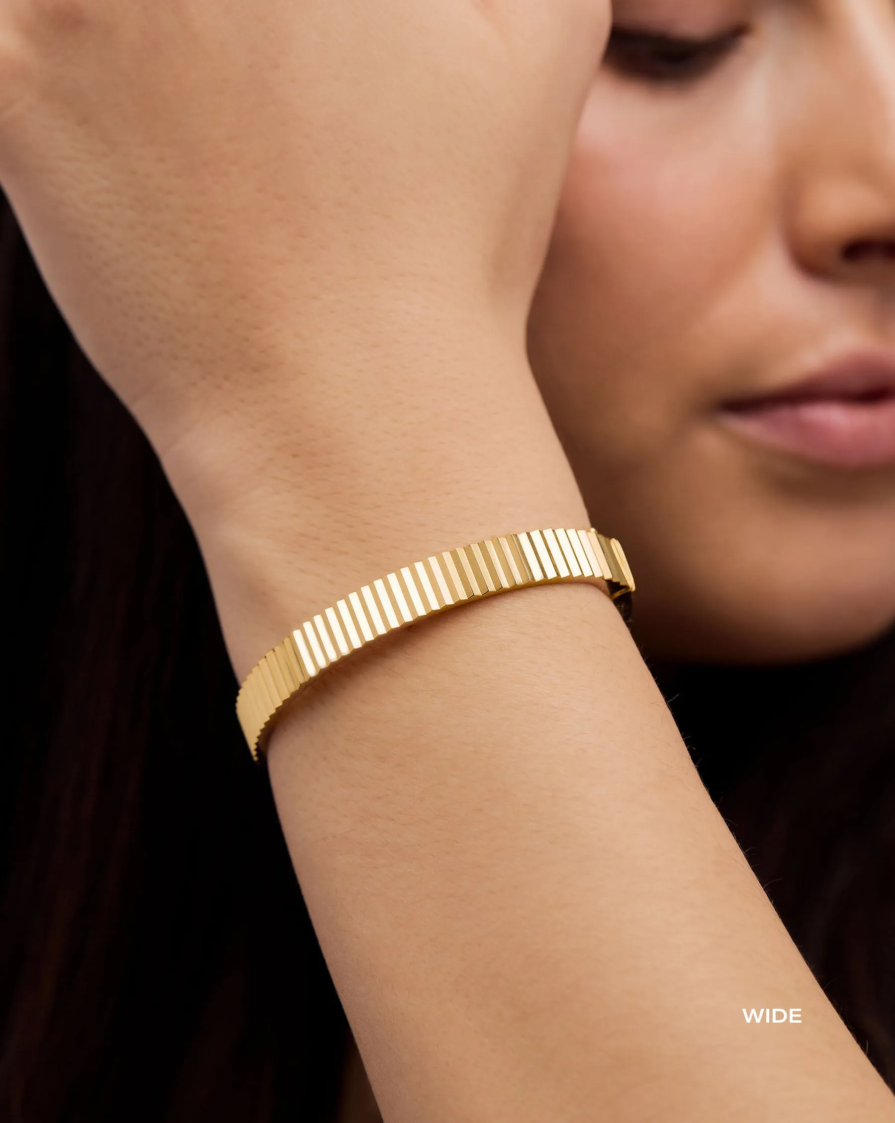 Gold Fluted Bangle Bracelet