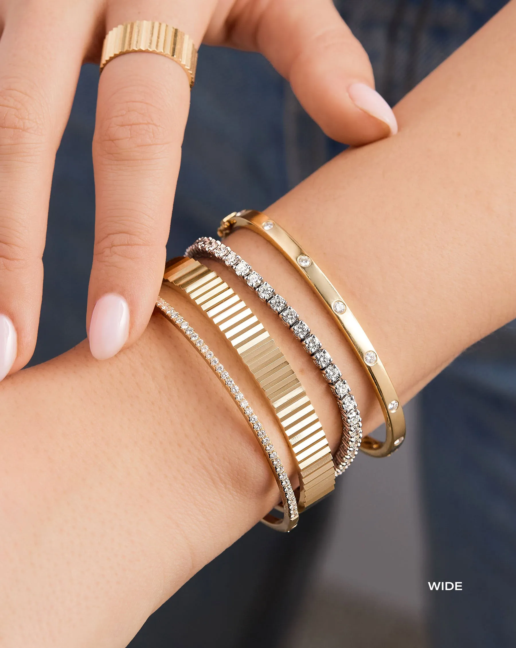 Gold Fluted Bangle Bracelet