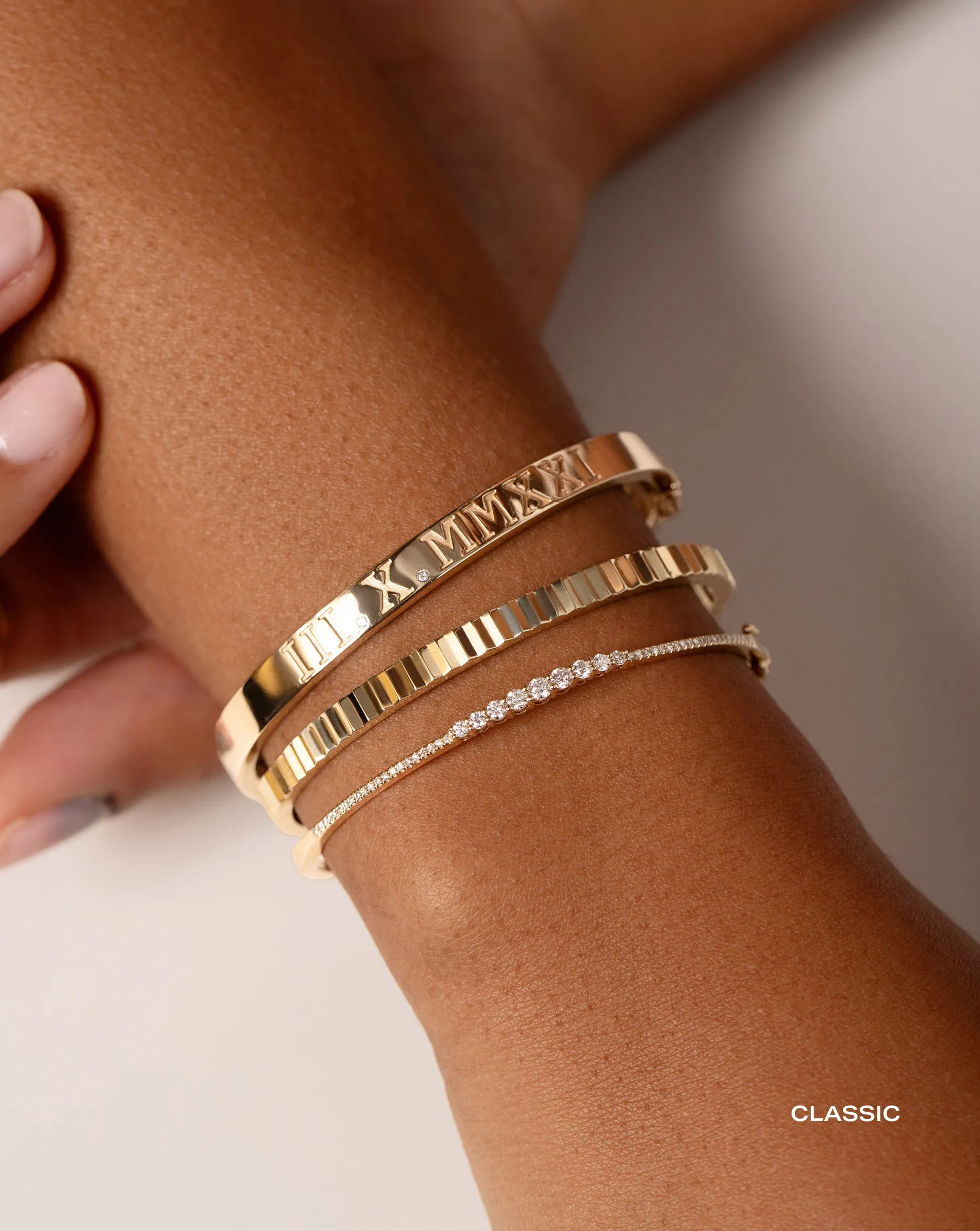 Gold Fluted Bangle Bracelet