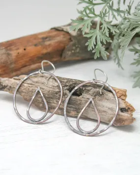 Forged Silhouette Hoop earrings - Rain Drop [ready to ship]