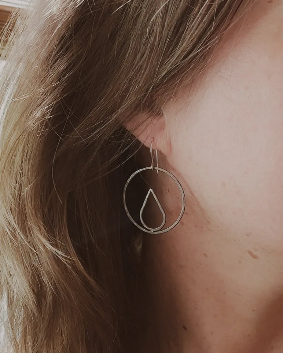 Forged Silhouette Hoop earrings - Rain Drop [ready to ship]