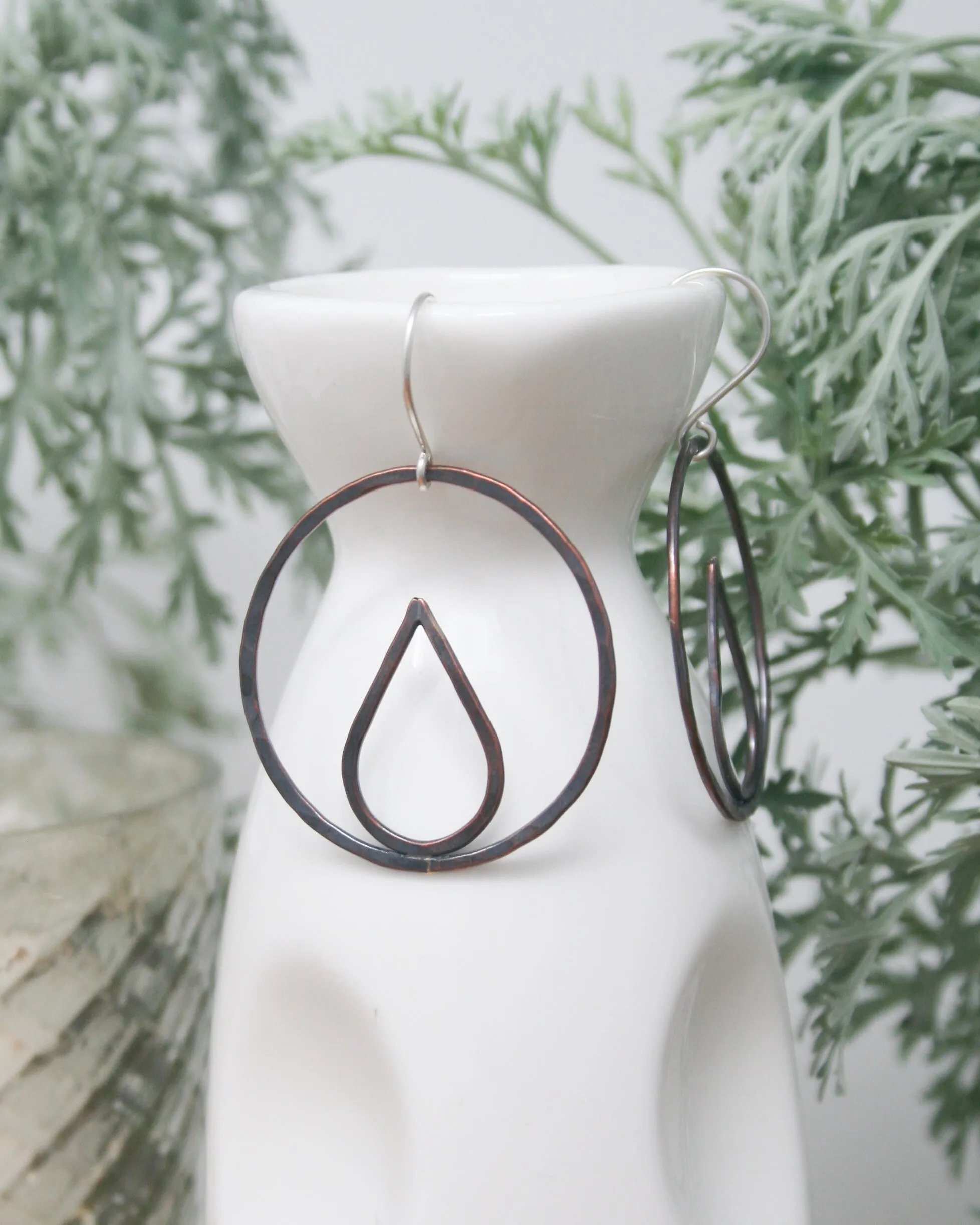 Forged Silhouette Hoop earrings - Rain Drop [ready to ship]