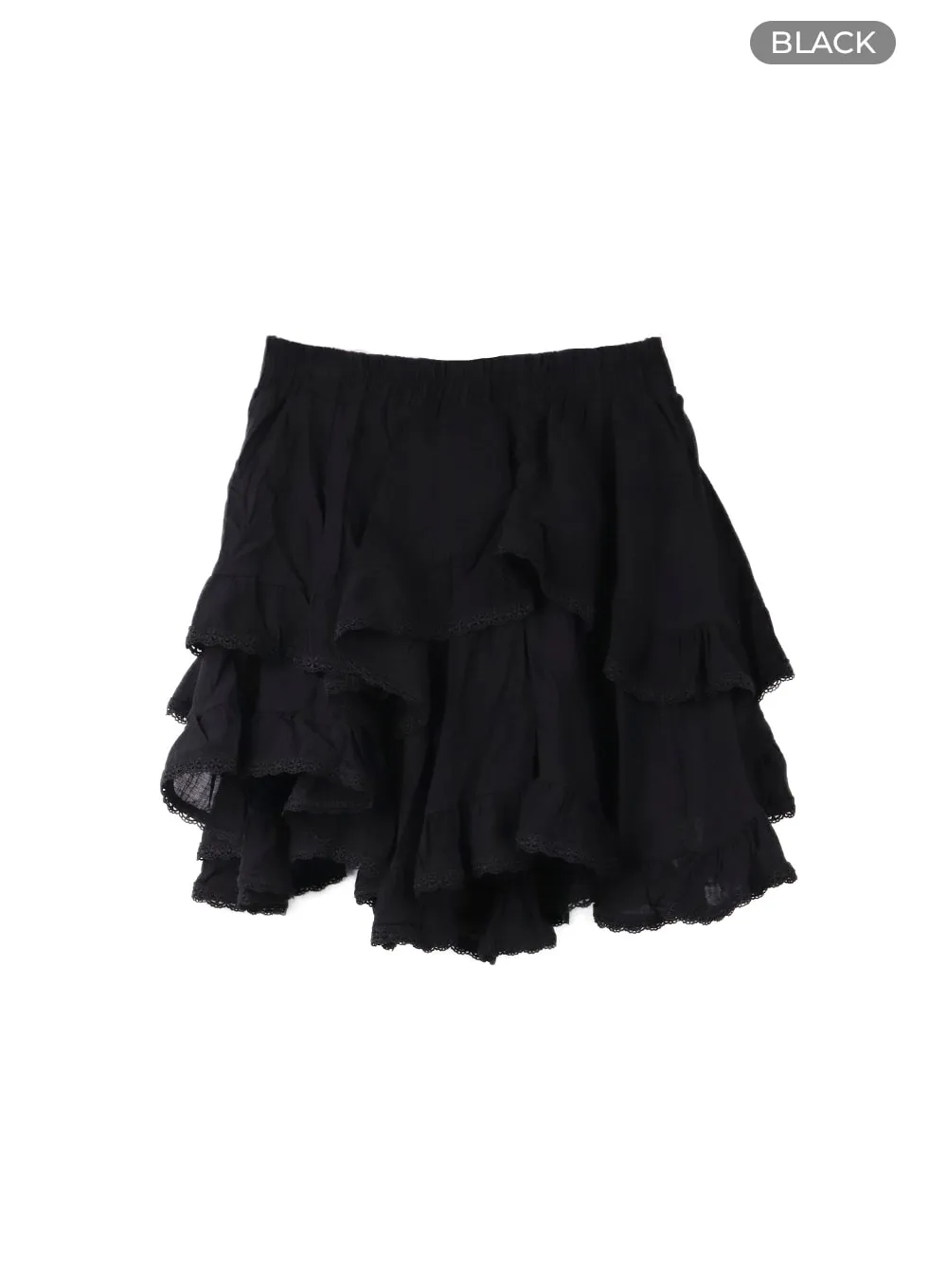 Frill-Banded Lace Mini Skirt CF422