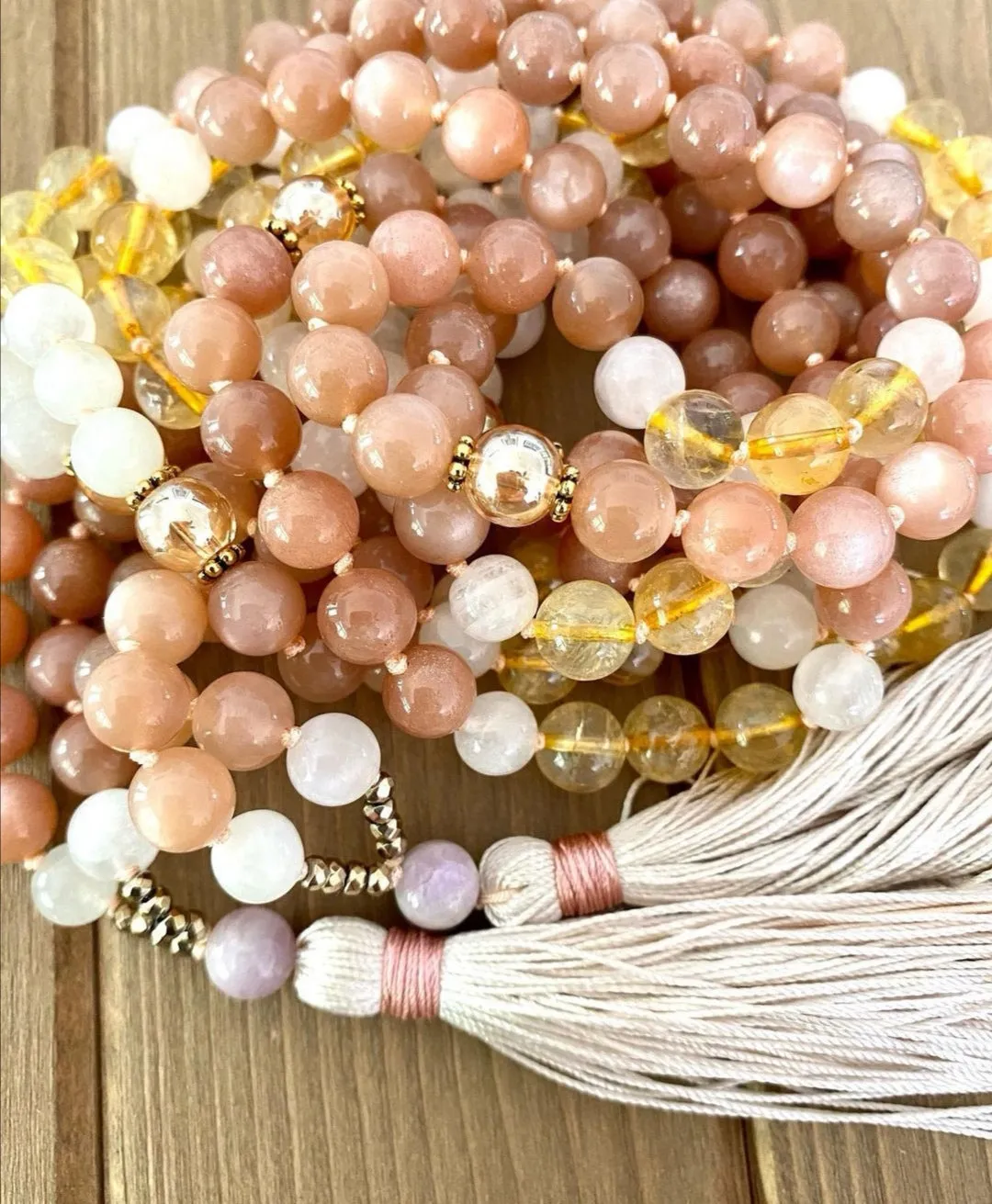 Full Moon Mala Tassel Necklace in 108 Bead Count