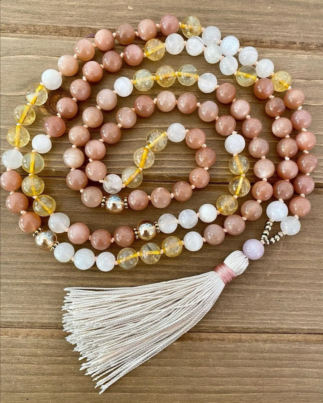 Full Moon Mala Tassel Necklace in 108 Bead Count