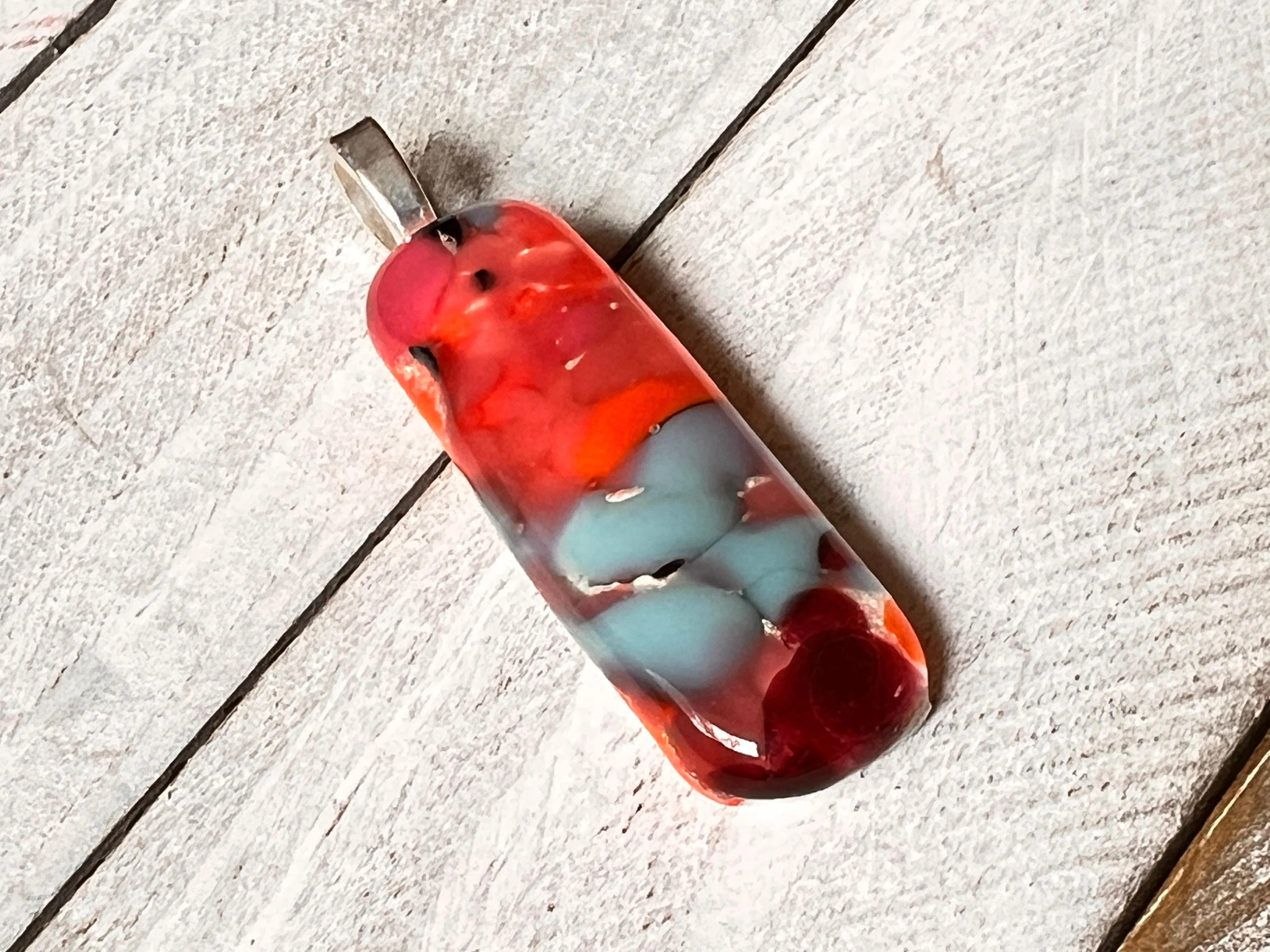 Fused Glass Pendant~Kicking Through Fall