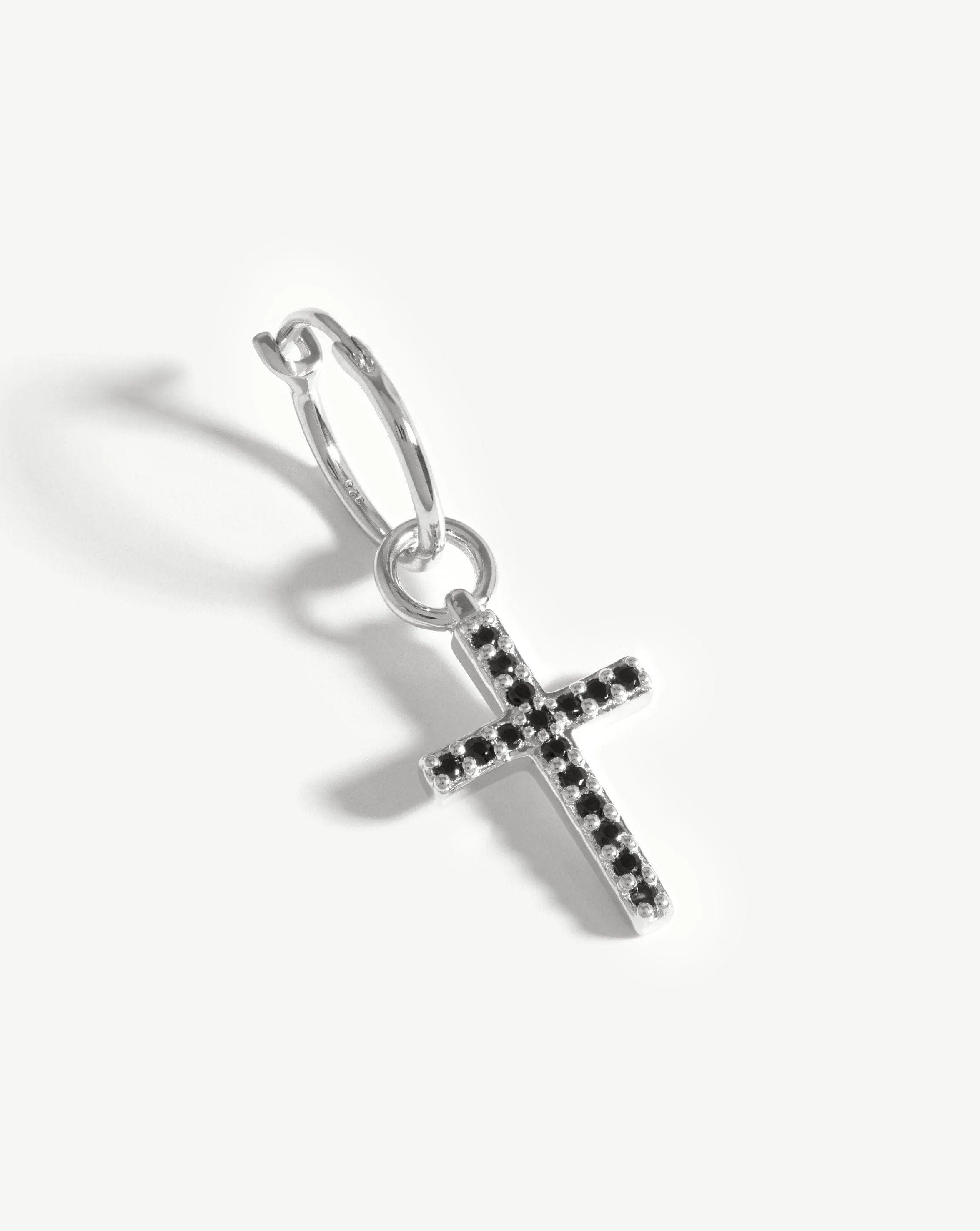 Fused Single Pave Cross Earring