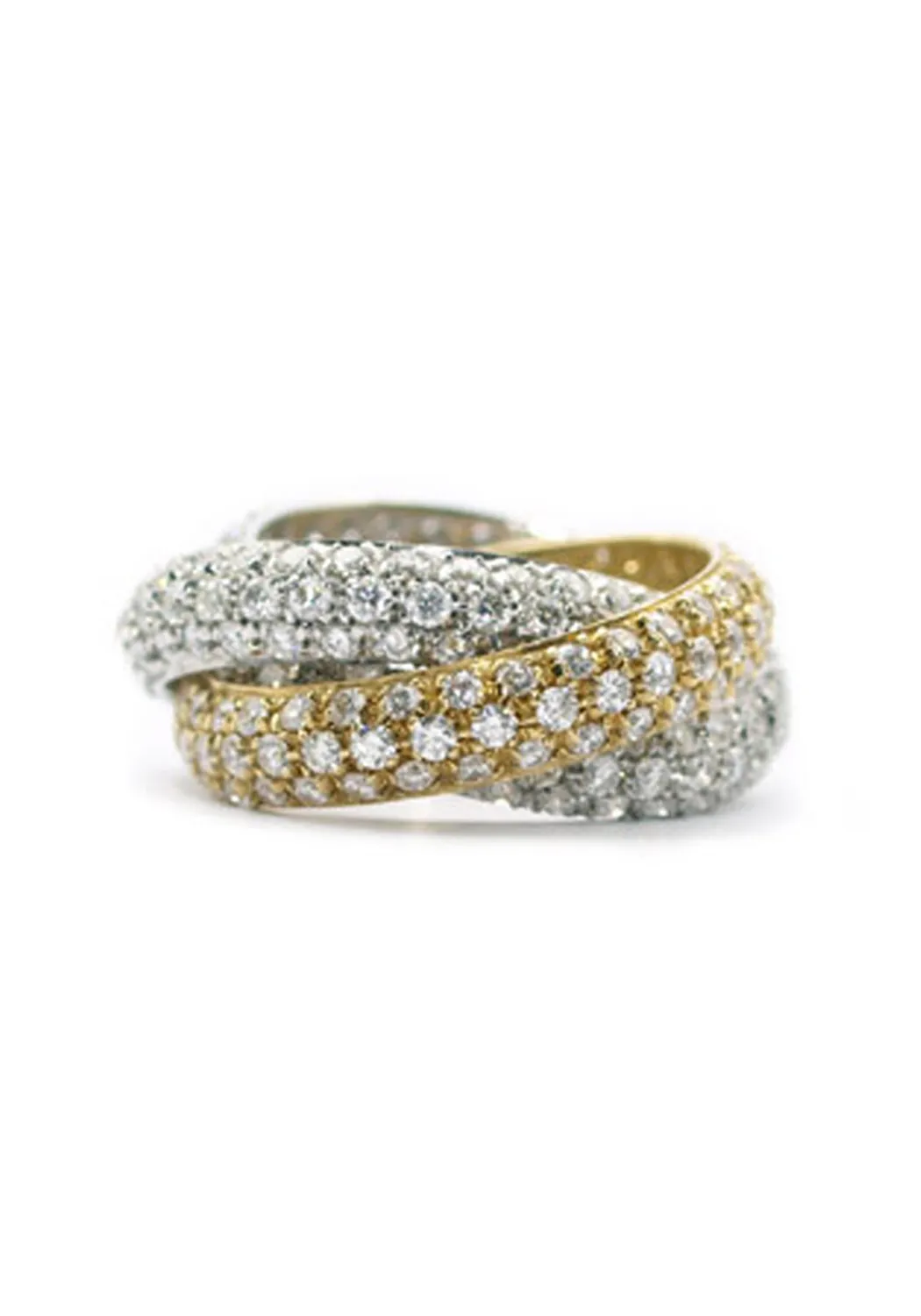 Garavelli Rolling 18KWYG Three Band Rolled Diamond Ring