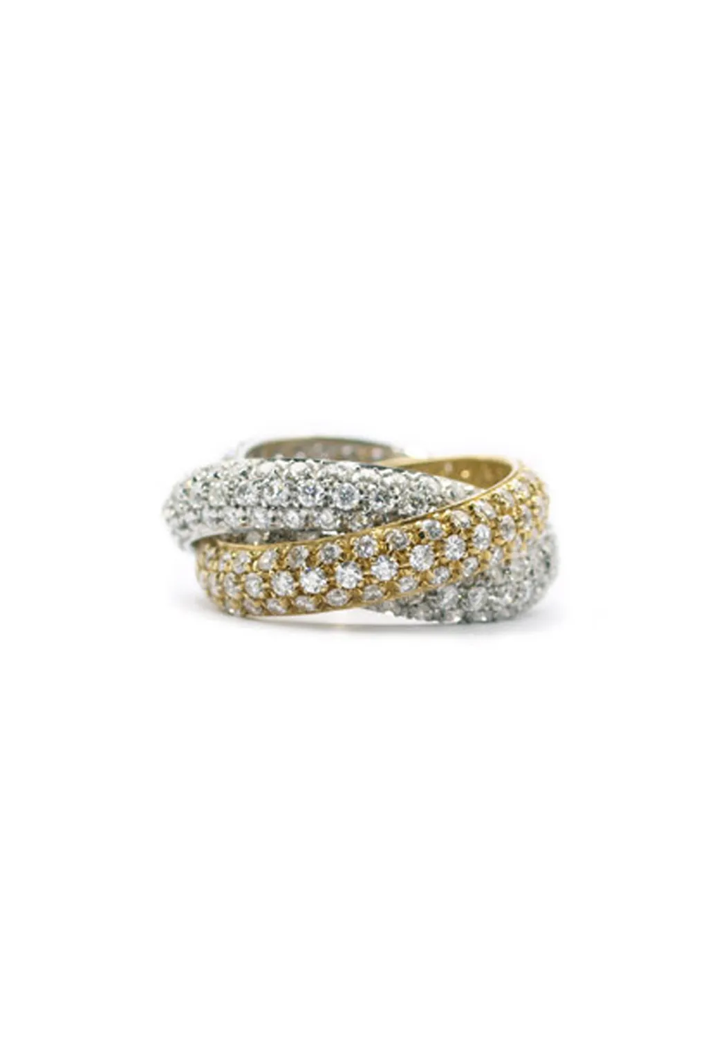 Garavelli Rolling 18KWYG Three Band Rolled Diamond Ring