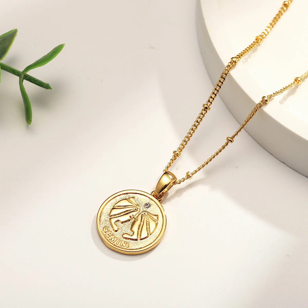 Gemini Constellation Coin Pendant Necklace