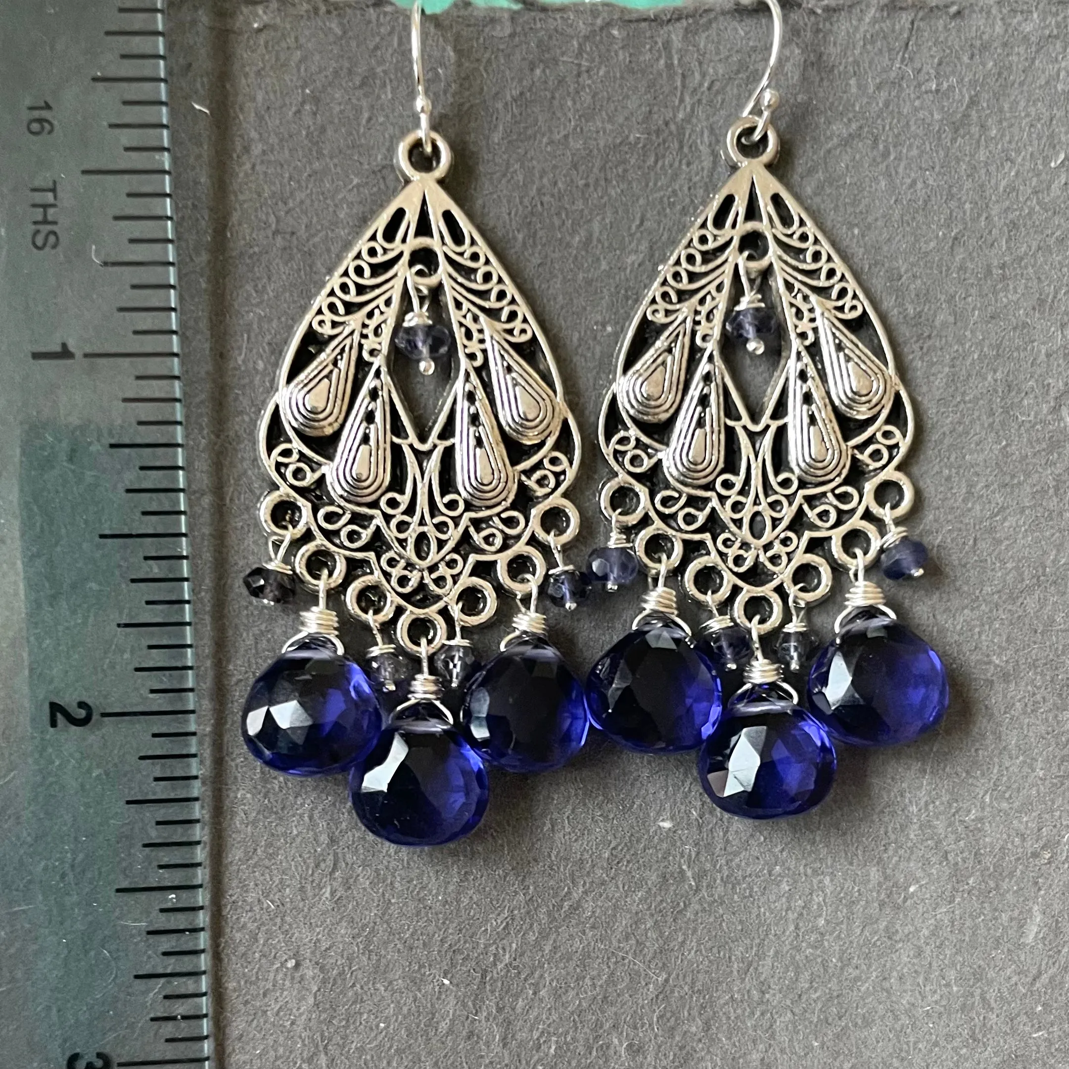 Gilded Age Iolite Chandelier Earrings