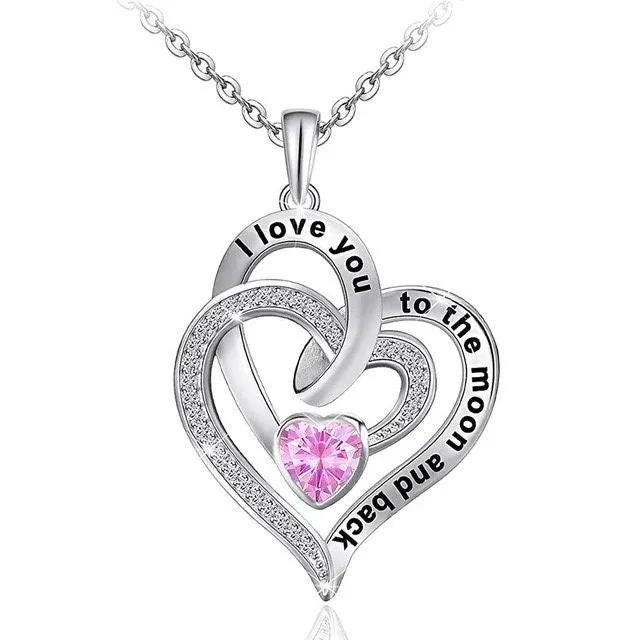 Give the Gift of Love with our 'I love you to the Moon and Back' Heart Pendant Necklace