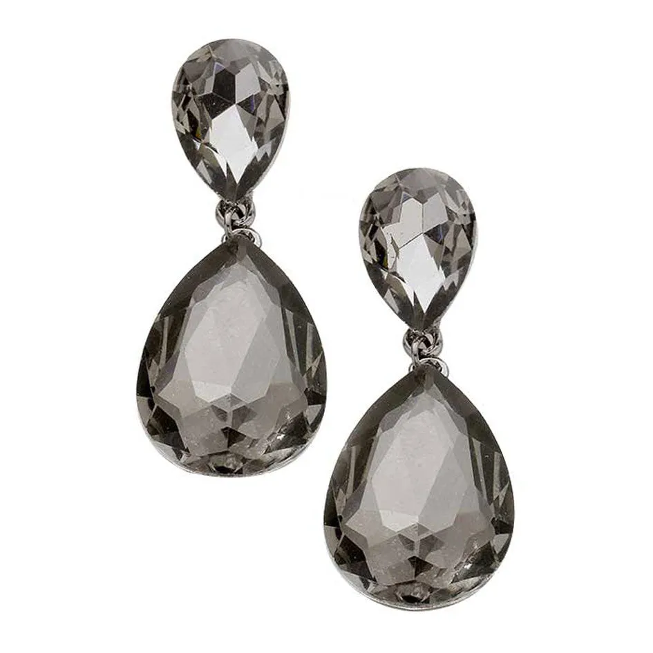 Glass Crystal Teardrop Evening Earrings