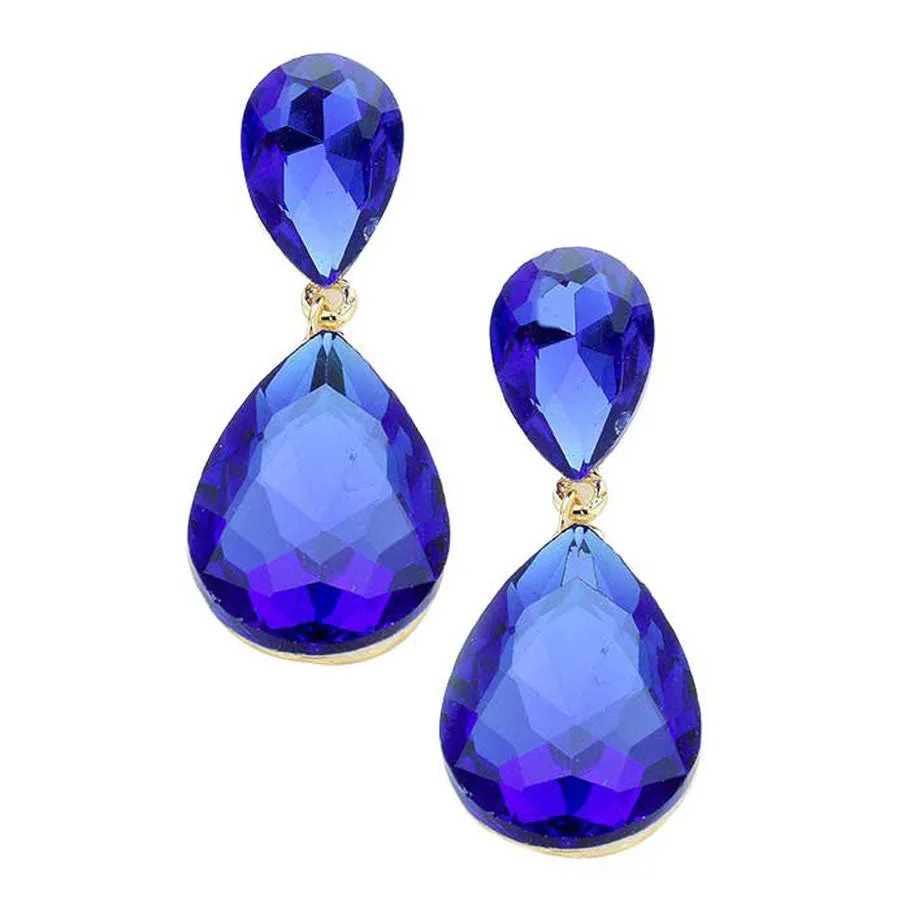 Glass Crystal Teardrop Evening Earrings