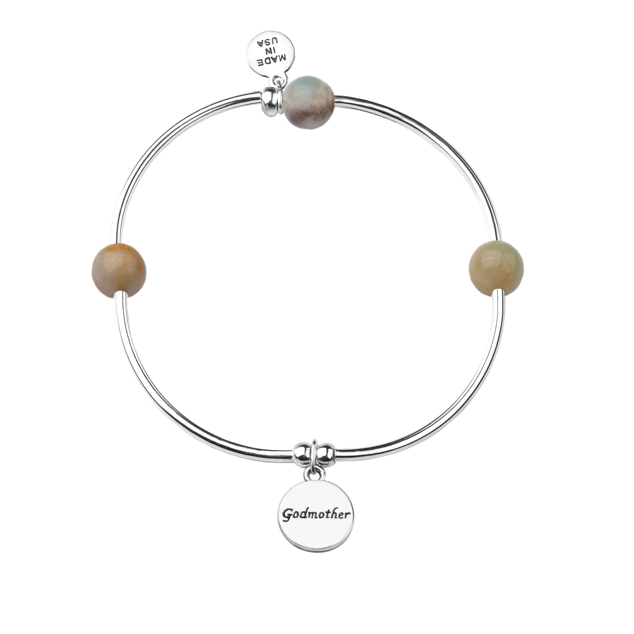 Godmother | Soft Bangle Charm Bracelet | Amazonite