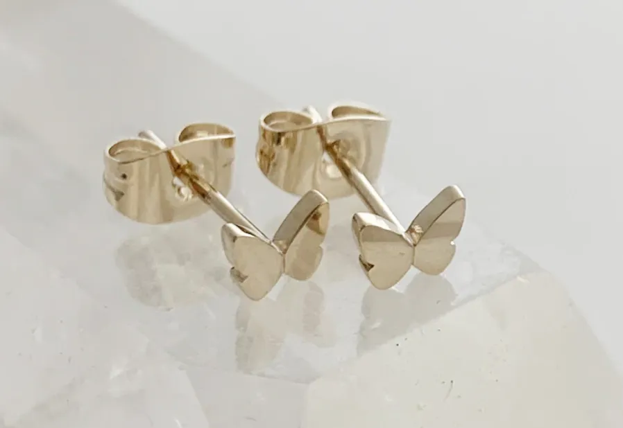 Gold Butterfly Stud Earrings