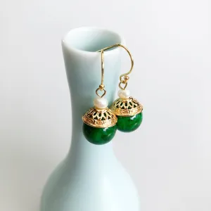 Gold Jadeite Earrings