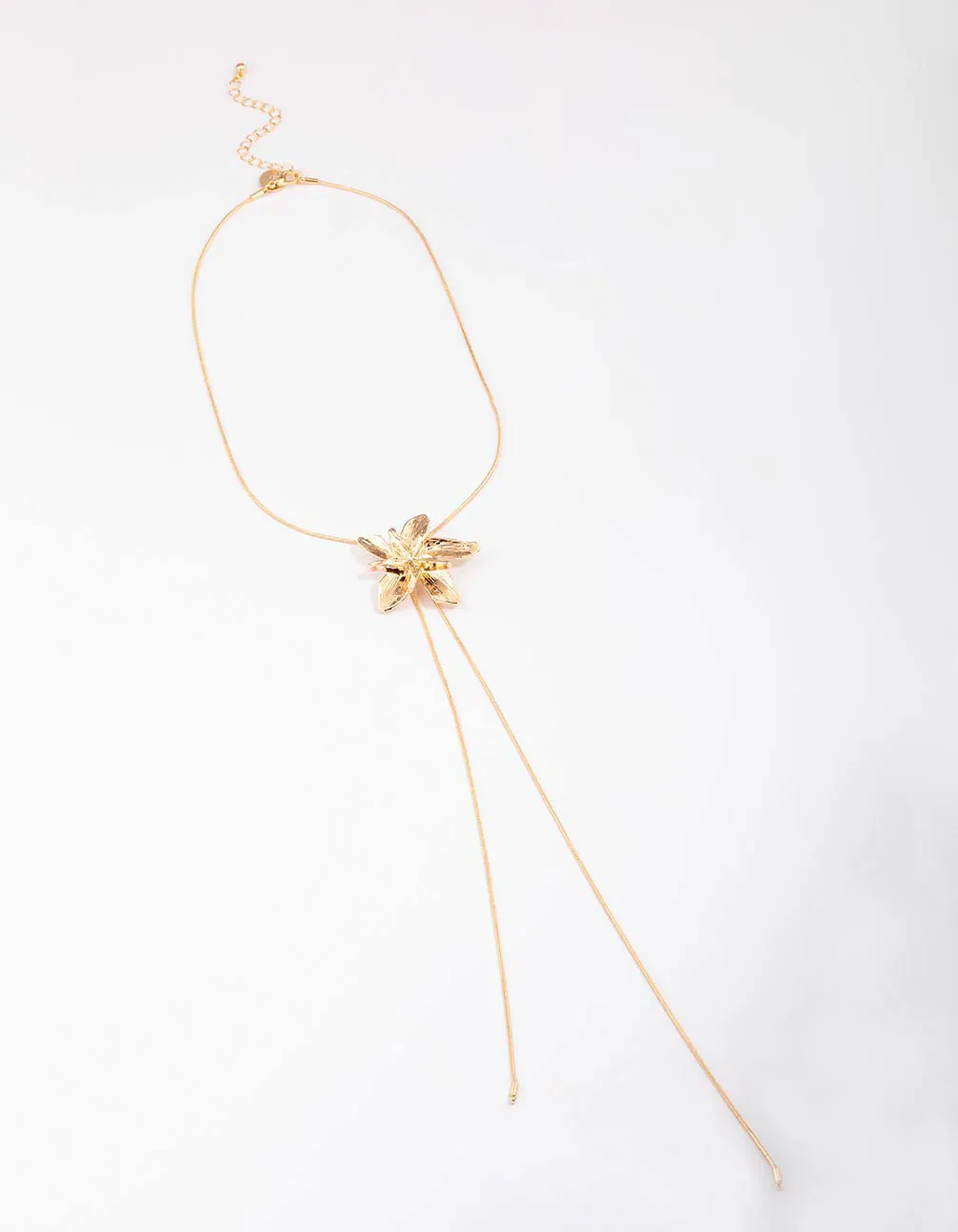 Gold Metal Flower Bolo Necklace