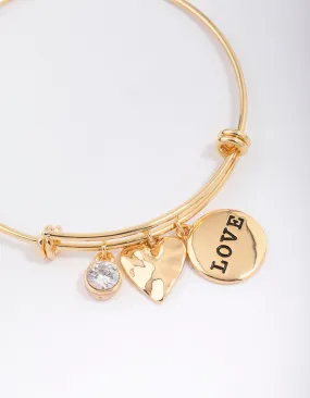 Gold Plated Disc Charm Bangle