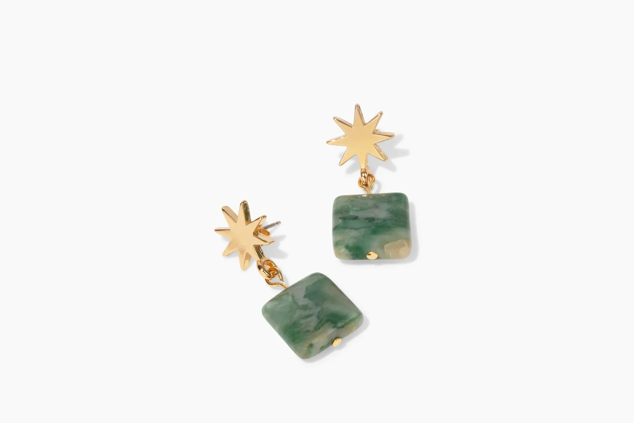 gold star   green amazonite earrings