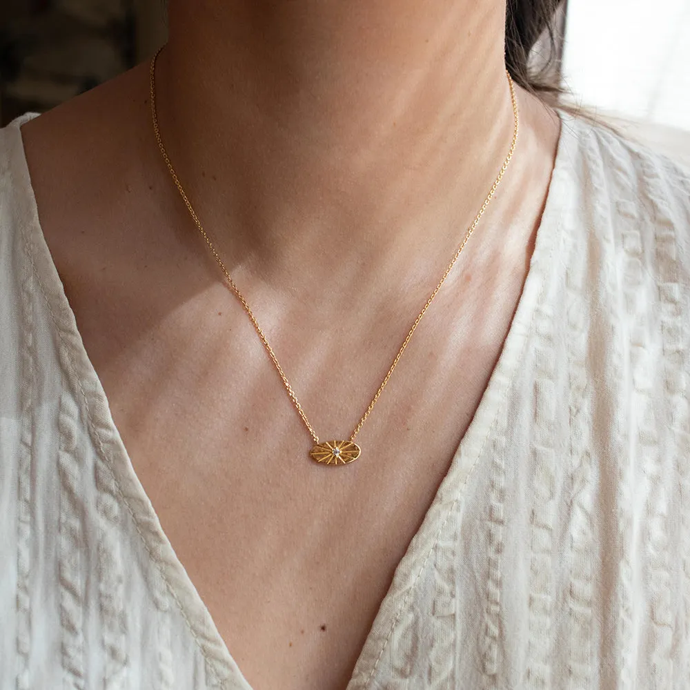 Gold Vermeil Indie Oblong Disc Necklace