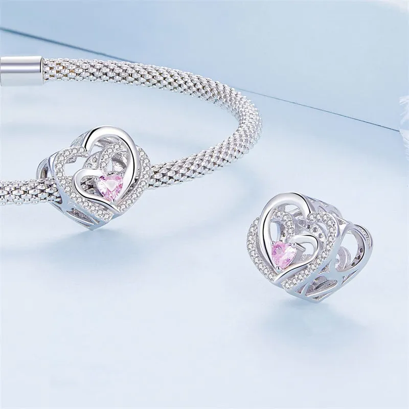 Guardian Heart 925 Sterling Silver Charms for Bracelets Love Heart Bead Charm for Pandora Bracelet Charm