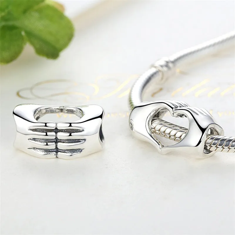 Guardian Heart 925 Sterling Silver Charms for Bracelets Love Heart Bead Charm for Pandora Bracelet Charm