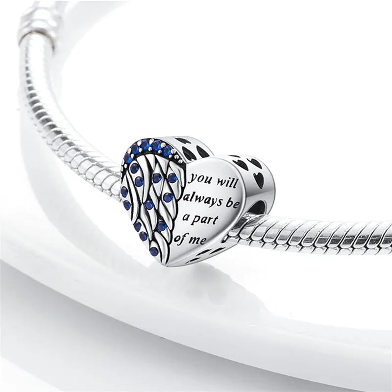 Guardian Heart 925 Sterling Silver Charms for Bracelets Love Heart Bead Charm for Pandora Bracelet Charm