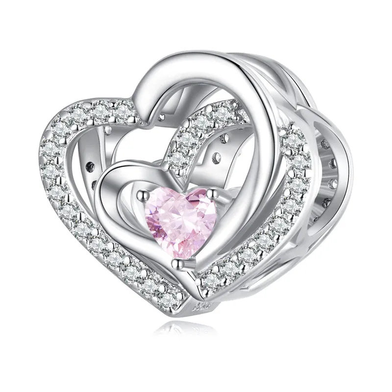 Guardian Heart 925 Sterling Silver Charms for Bracelets Love Heart Bead Charm for Pandora Bracelet Charm