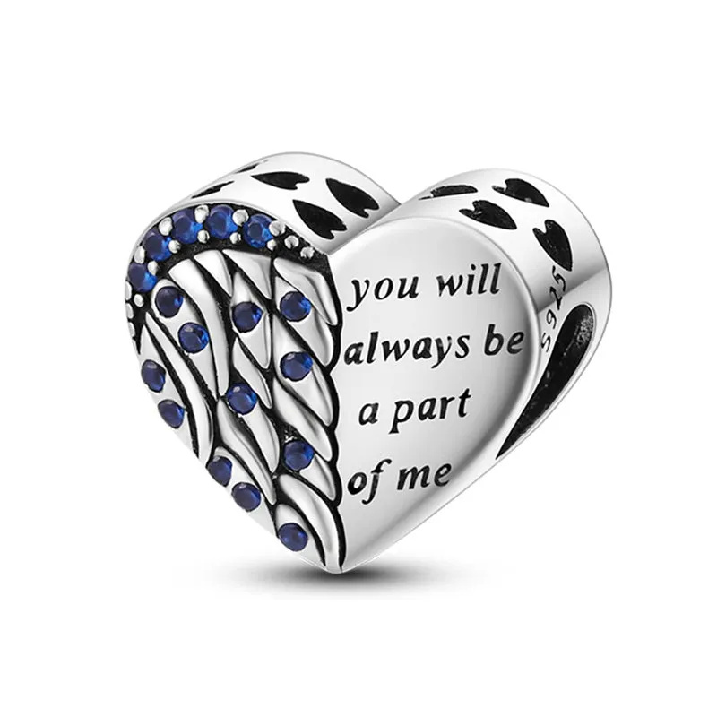 Guardian Heart 925 Sterling Silver Charms for Bracelets Love Heart Bead Charm for Pandora Bracelet Charm