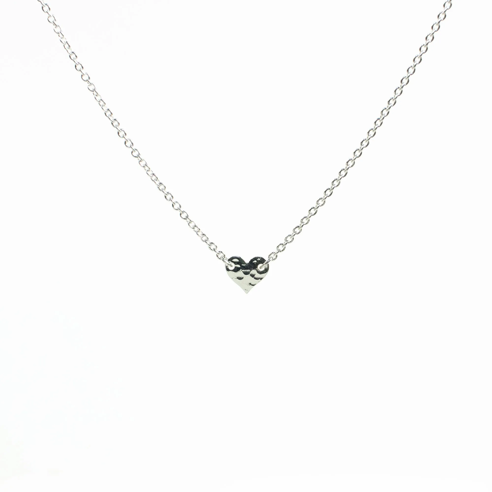 Hammered Silver Heart Necklace