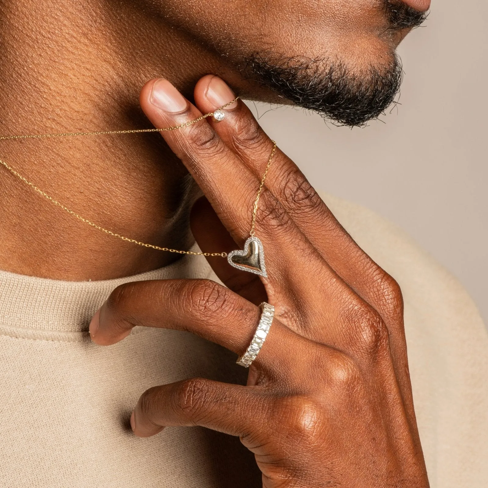 Heart with Diamond Halo Necklace