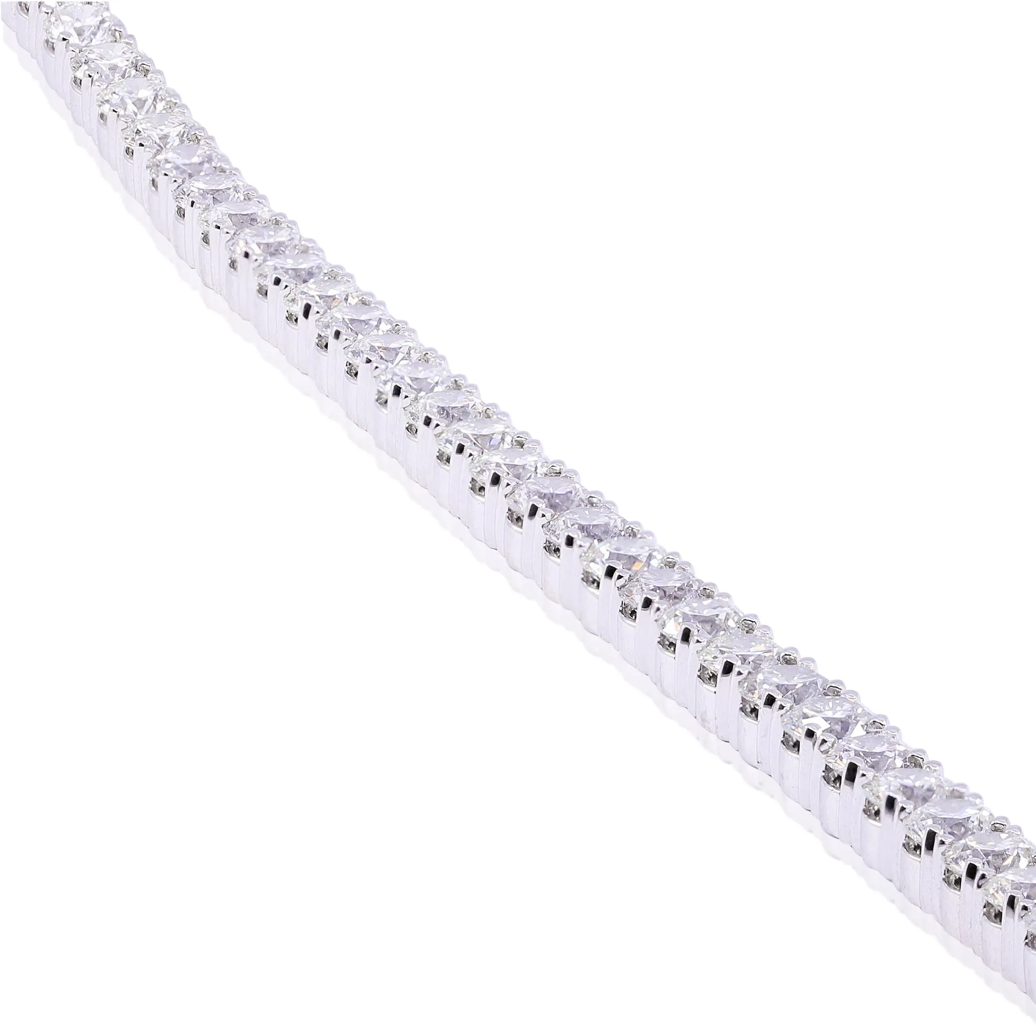 HENNE 1887 COLLECTION PLATINUM STRAIGHT LINE TENNIS BRACELET WITH ROUND DIAMONDS 18.87CTW