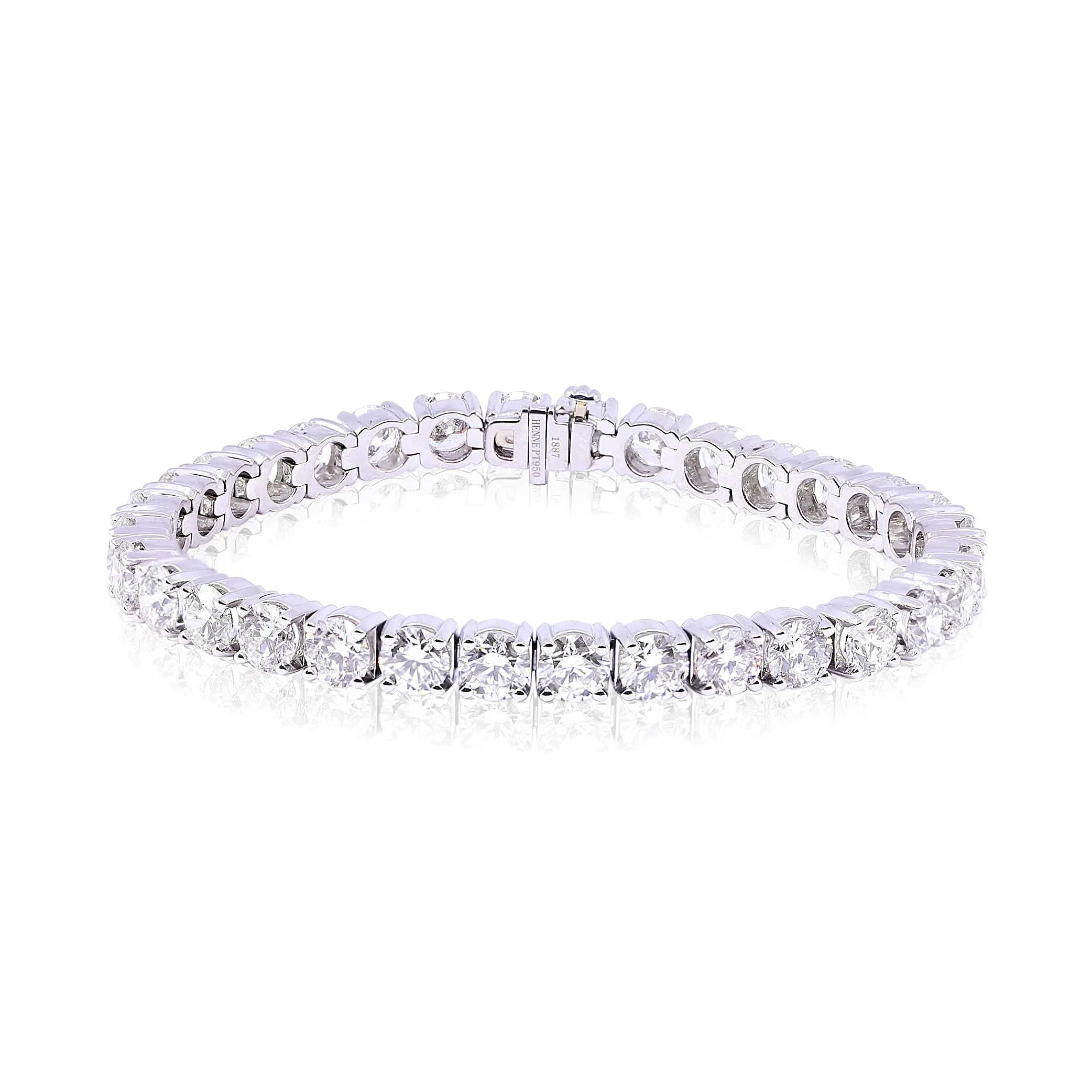 HENNE 1887 COLLECTION PLATINUM STRAIGHT LINE TENNIS BRACELET WITH ROUND DIAMONDS 18.87CTW