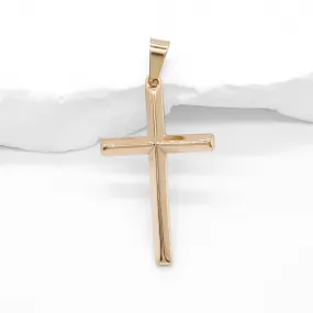 High Polished Plain Cross Pendant - Gold