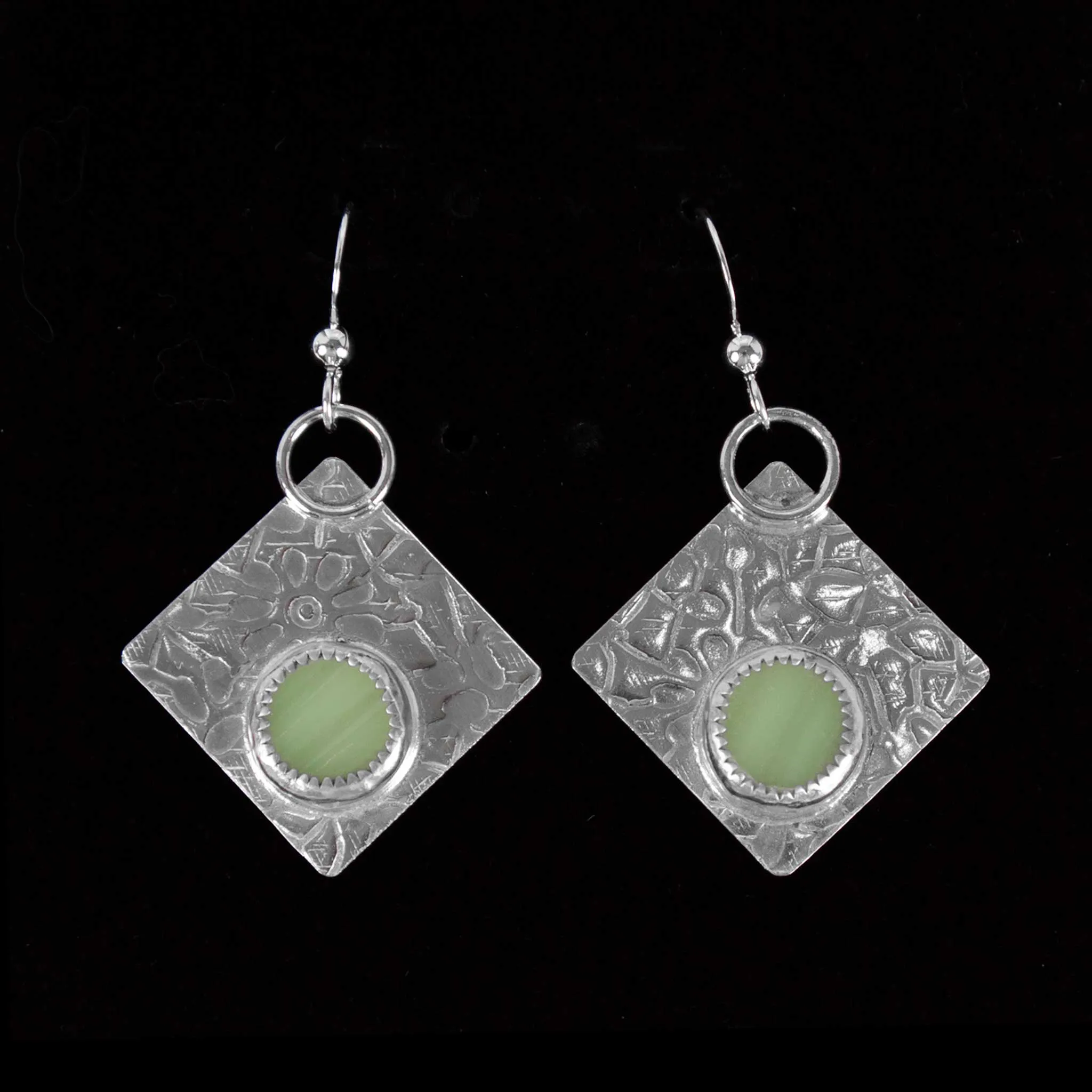 HMC Jadeite Square Sterling Earrings