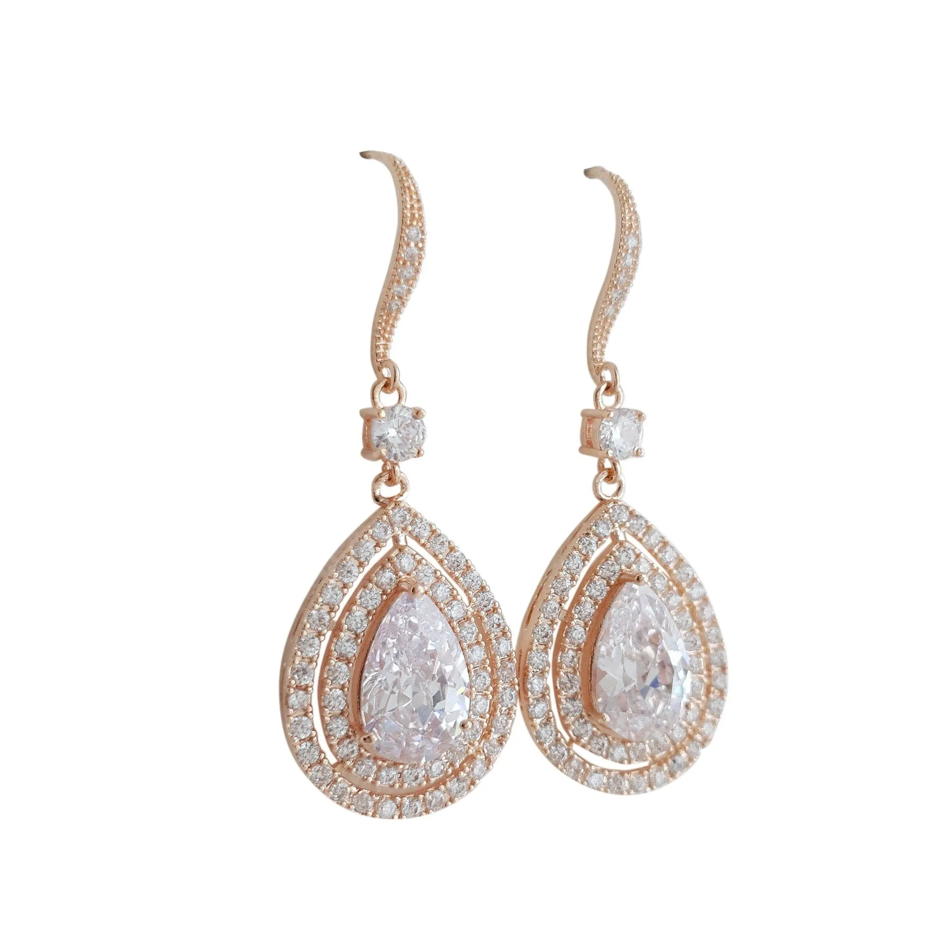 Hook Earrings With Teardrops in Gold-Joni