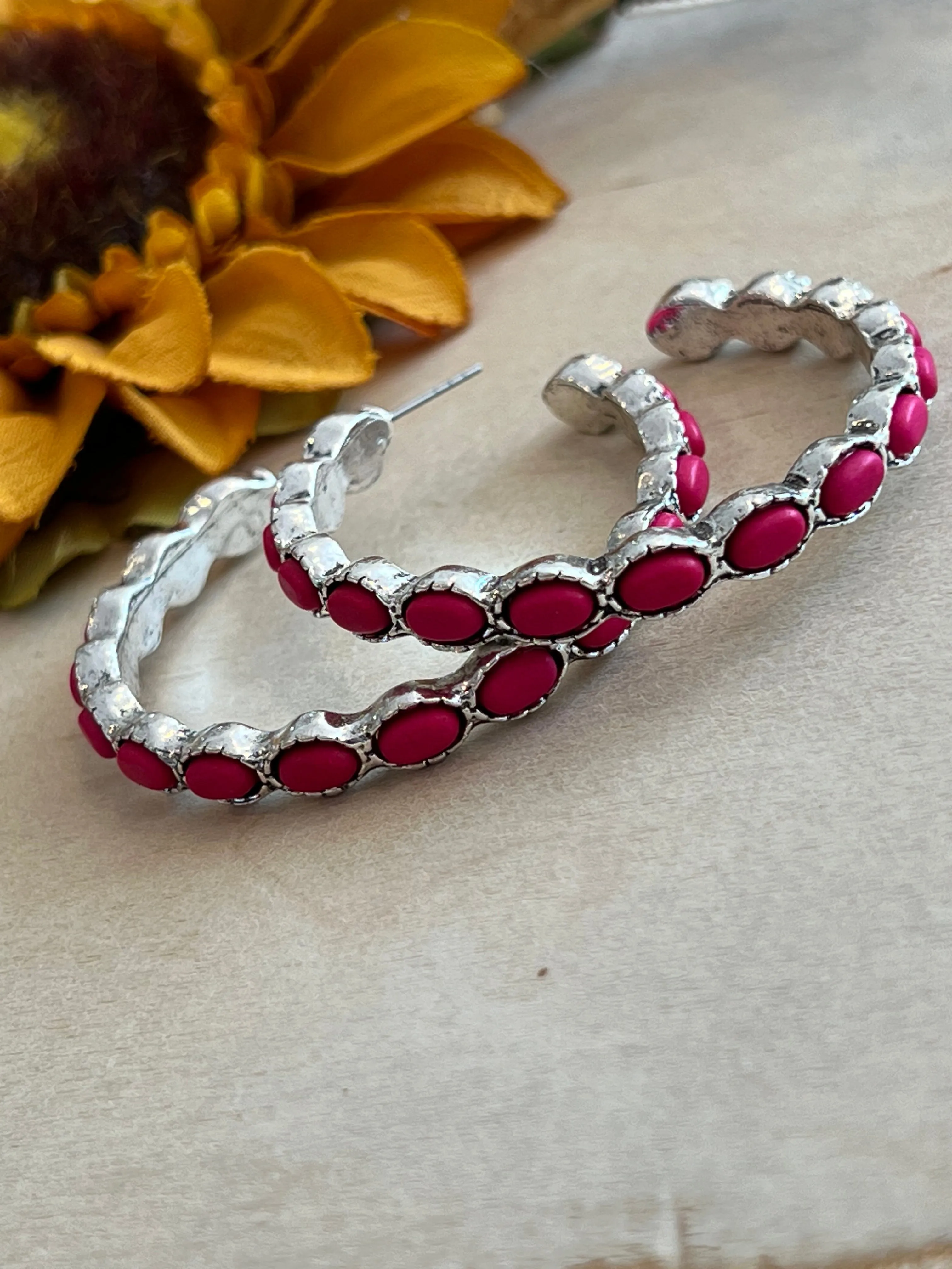 Hot Pink Hoop Earrings