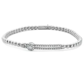 Hulchi Belluni Fidget Bracelet Single Pave Diamond Station White Gold