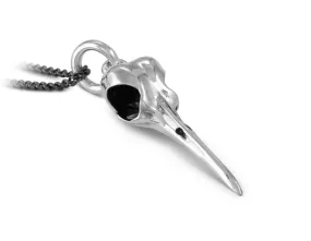 Hummingbird Skull Necklace - Silver