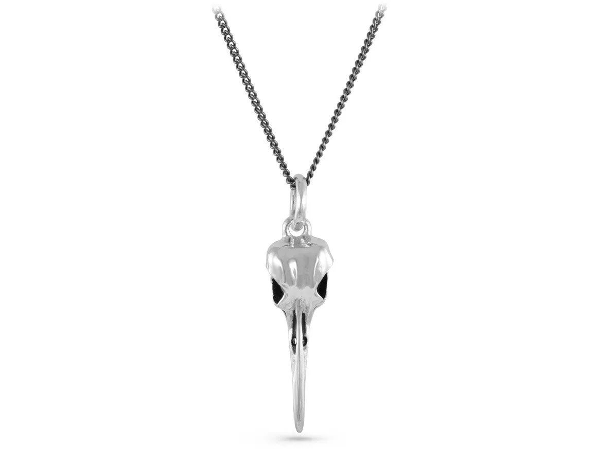 Hummingbird Skull Necklace - Silver