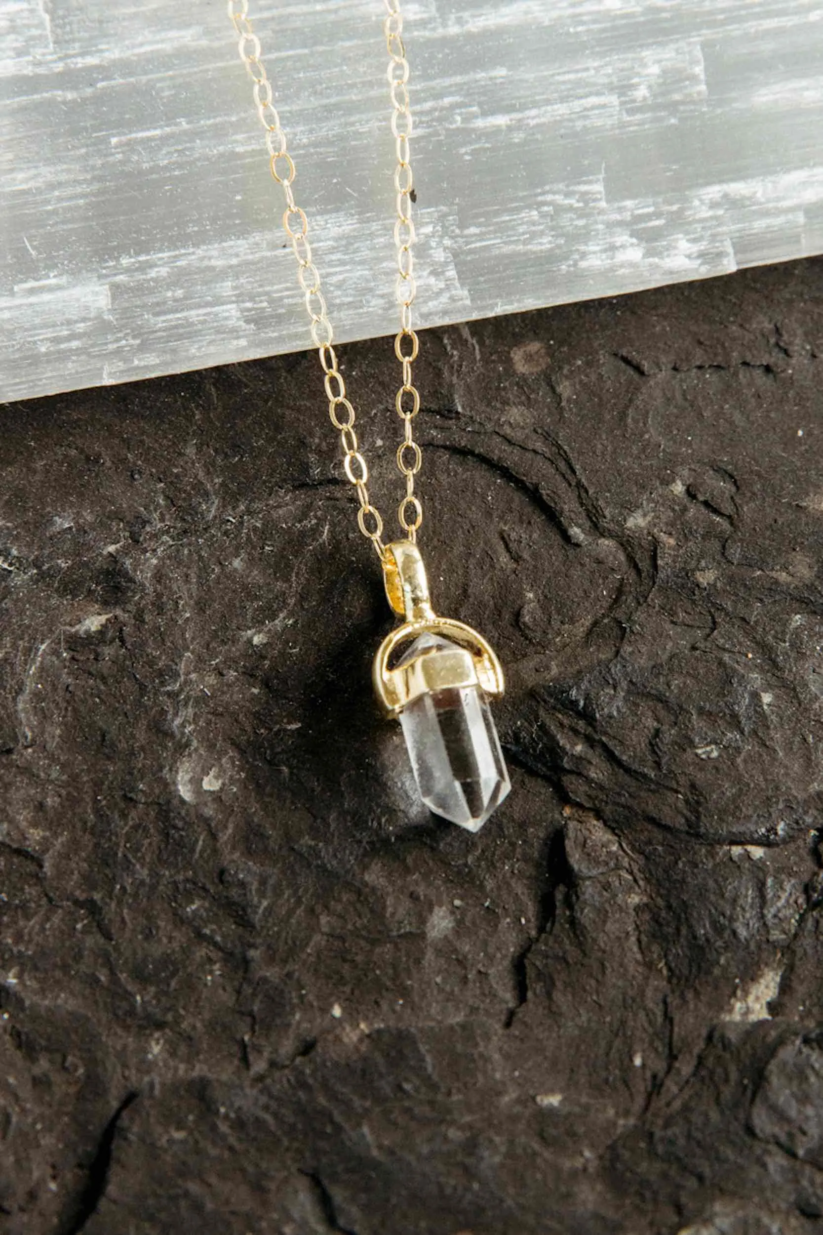 I Am Crystal Clear Quartz Point Necklace