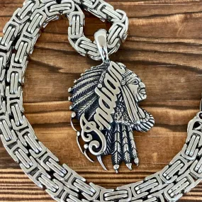 Indian Pendant Large - Silver - Necklace (695)